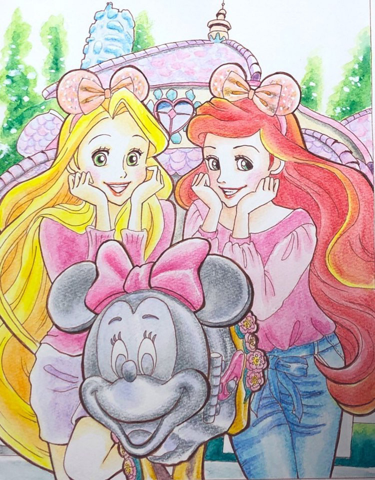 ディズニープリンセスイラスト集⑥：ラプンツェル×アリエル