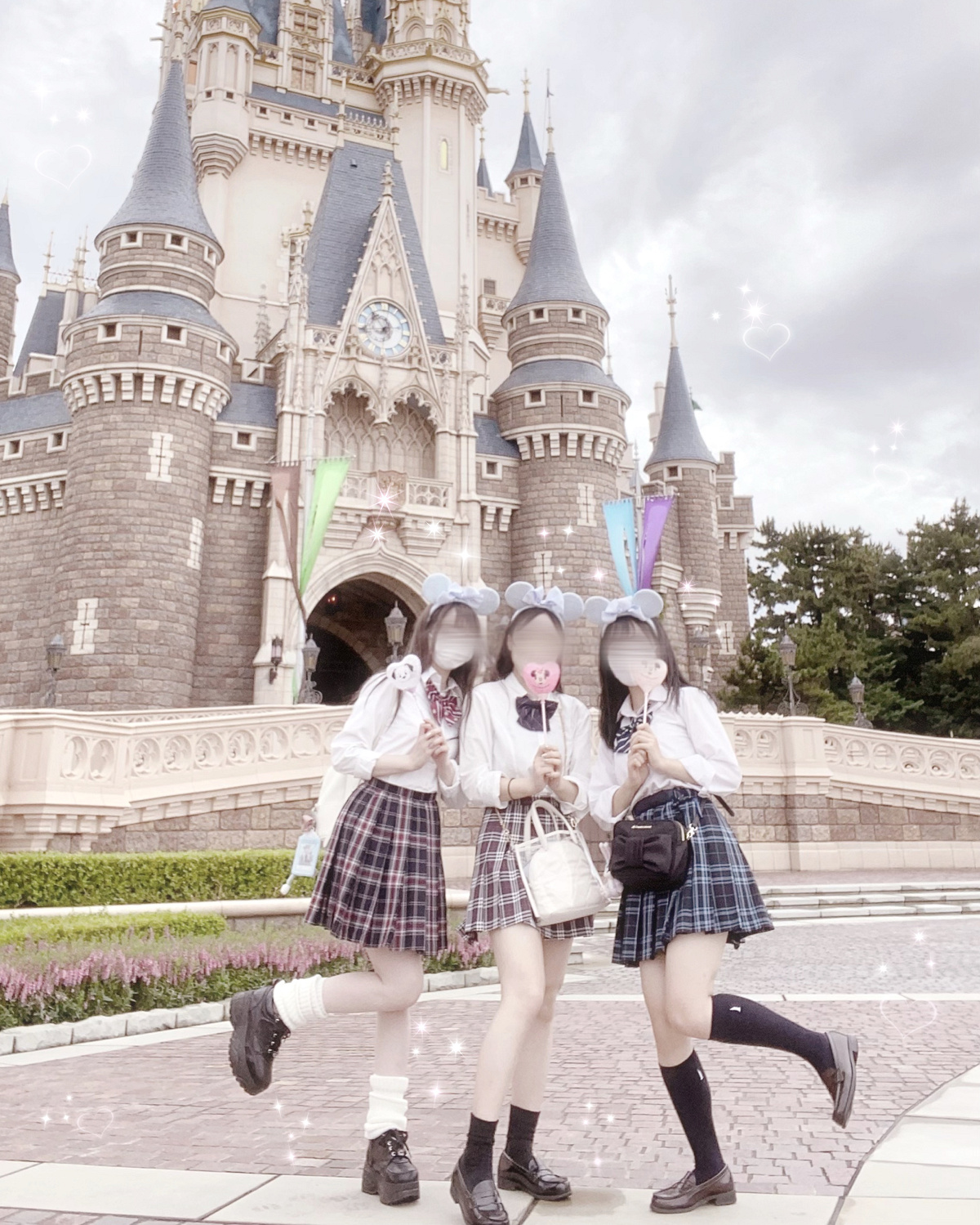 ディズニー 制服 シャツL スカートS Disney（ディズニー） シャツ スクールシャツ 女子 長袖 ギンガム