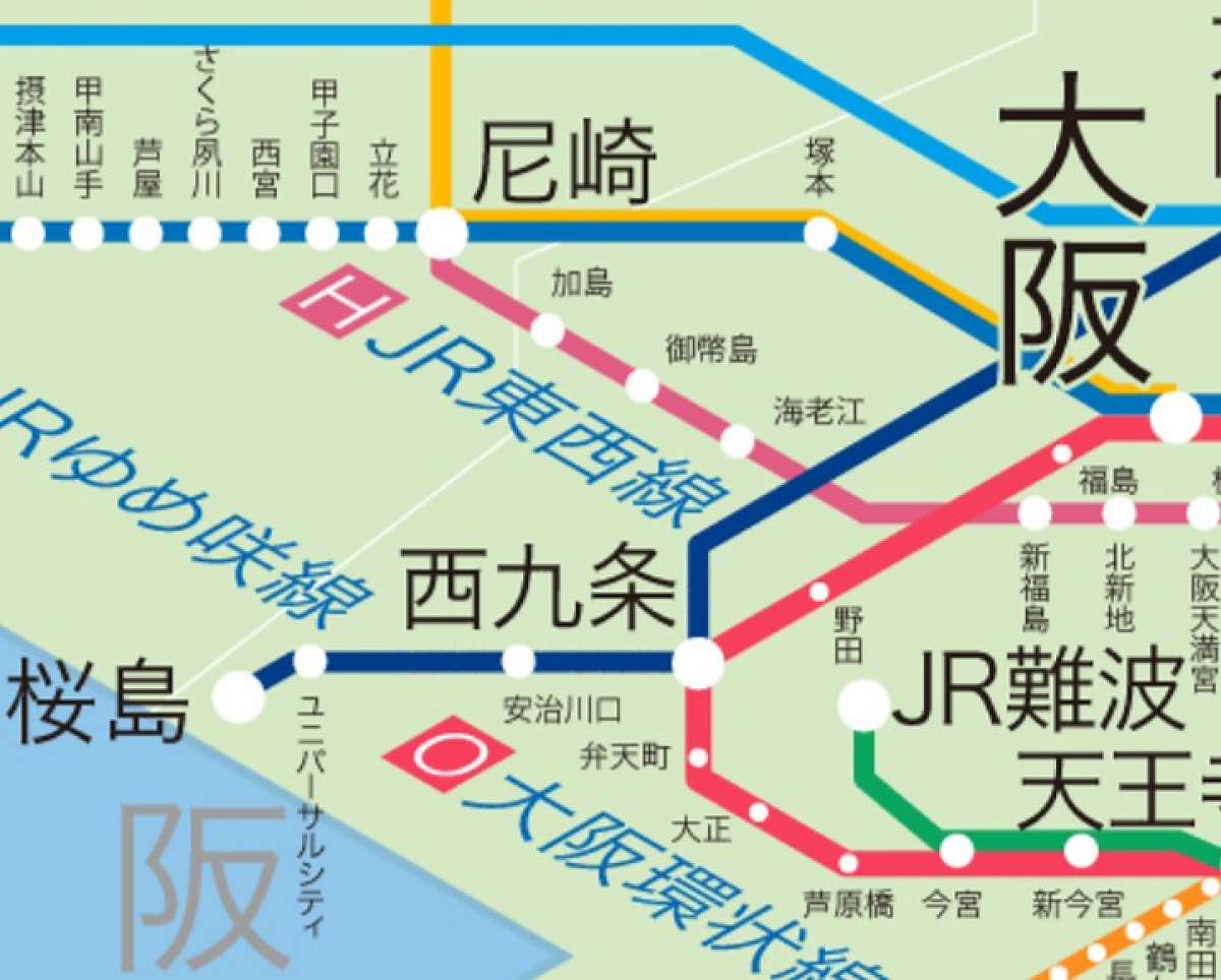 JRユニバーサルシティ駅路線図