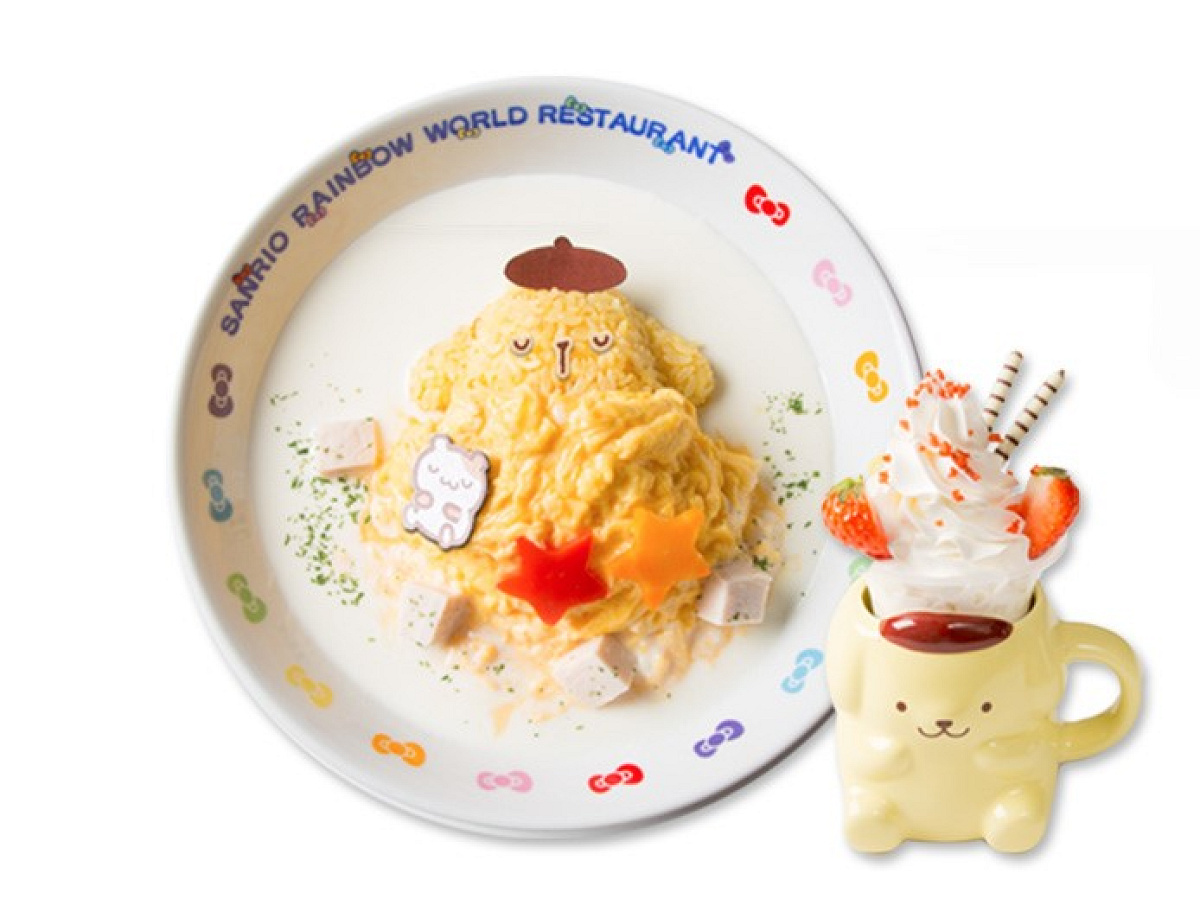 ポムポムプリンのオムライス チキンのクリームソース デザートカップ