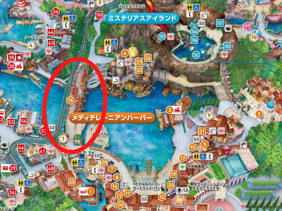 ディズニーシーのポンテべッキオの場所