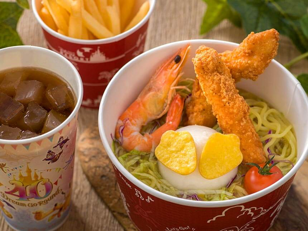 「エビとチキンテンダーの冷やし麺(ゆず塩)」