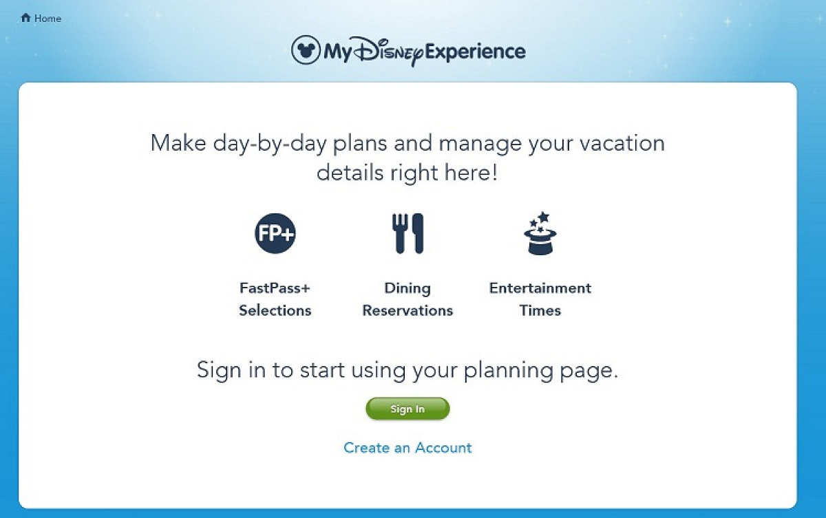 ウォルト・ディズニー・ワールド公式サイト「My Disney Experience」
