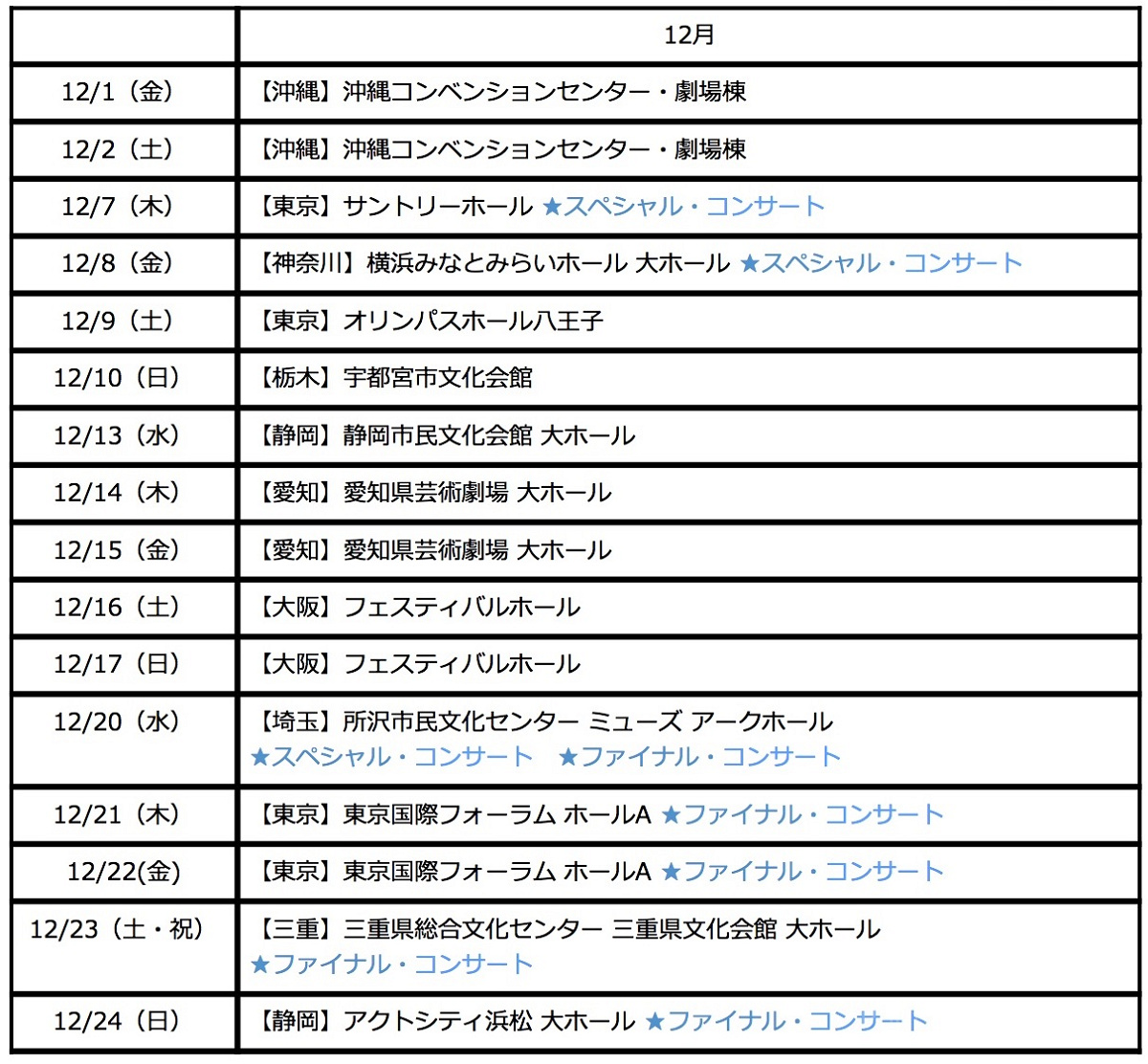 12月スケジュール