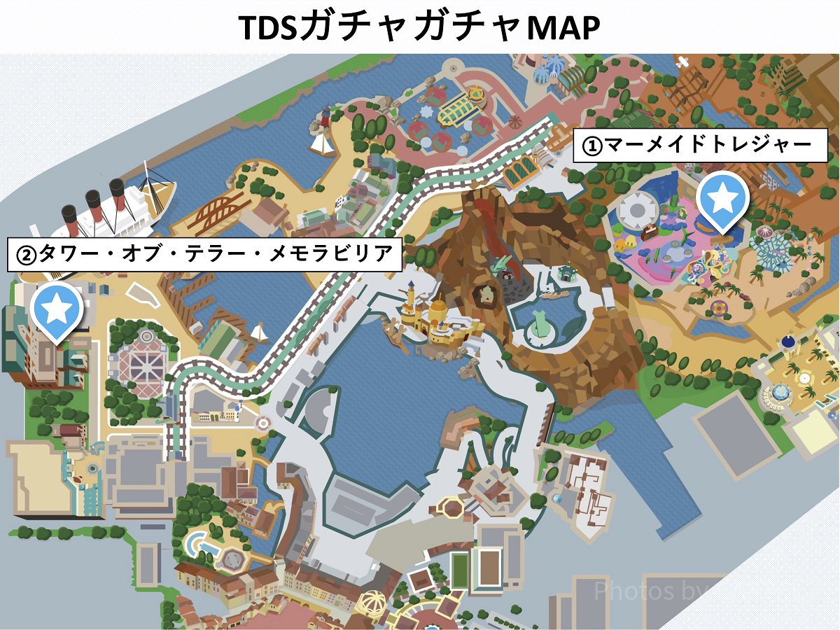 ディズニーシーガチャガチャ：カプセルトイの販売場所MAP