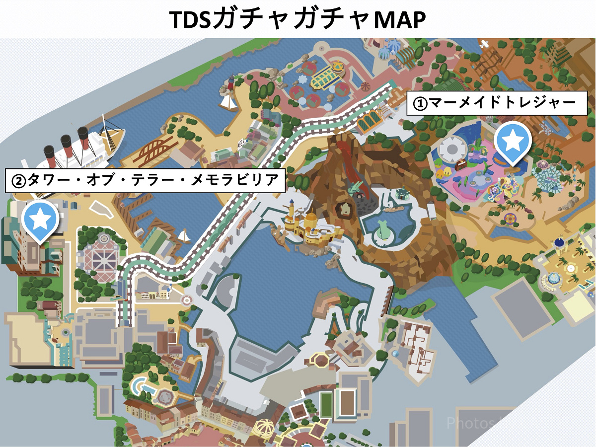 ディズニーシーガチャガチャ：カプセルトイの販売場所MAP