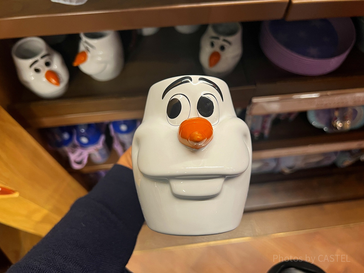 香港ディズニーアナ雪グッズ：オラフ型マグカップ| キャステル