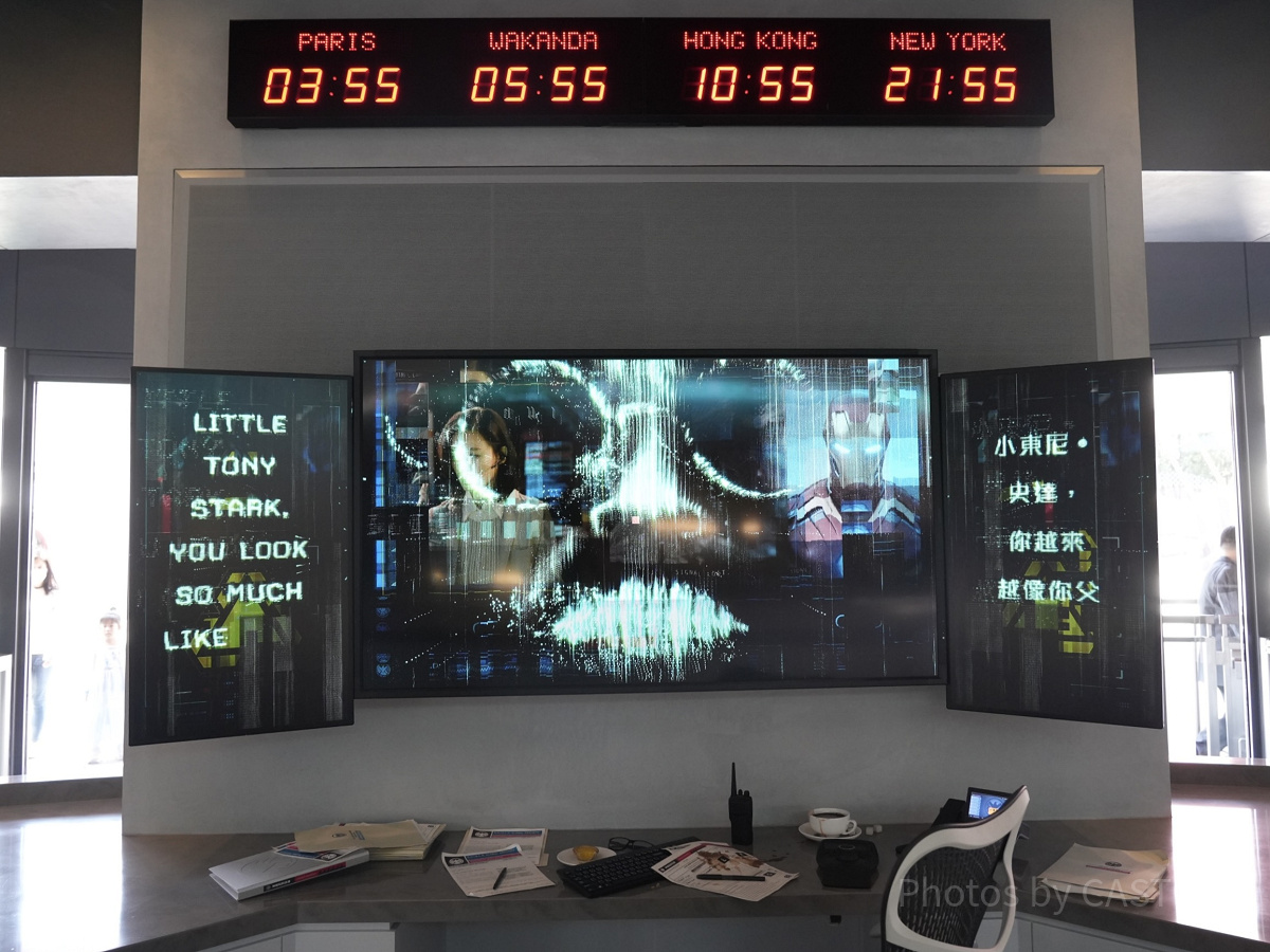 香港ディズニー「アントマン＆ワスプ：ナノ・バトル！」：キューラインのモニターでアイアンマンも登場！