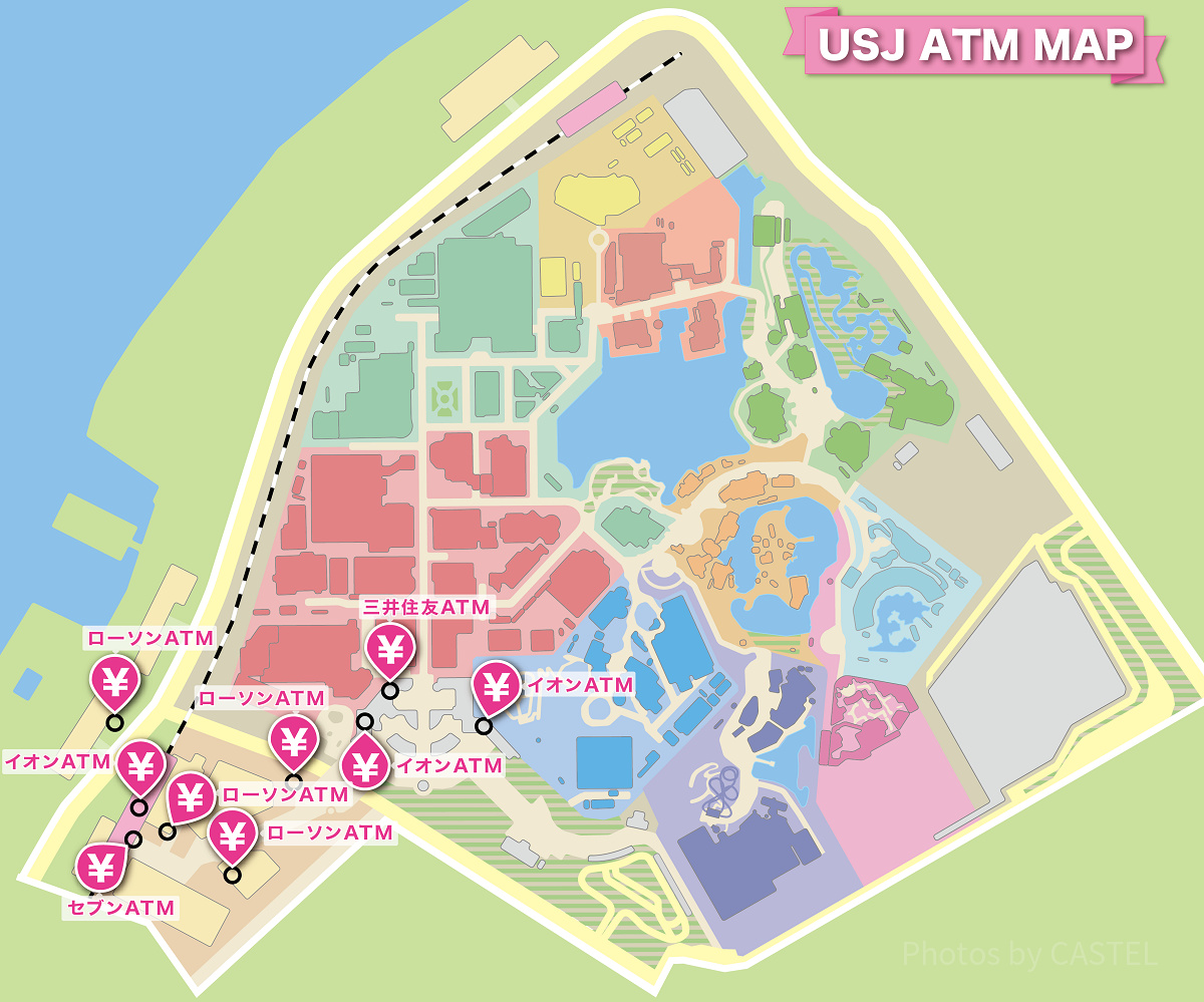 ユニバパーク内＆周辺のATM地図
