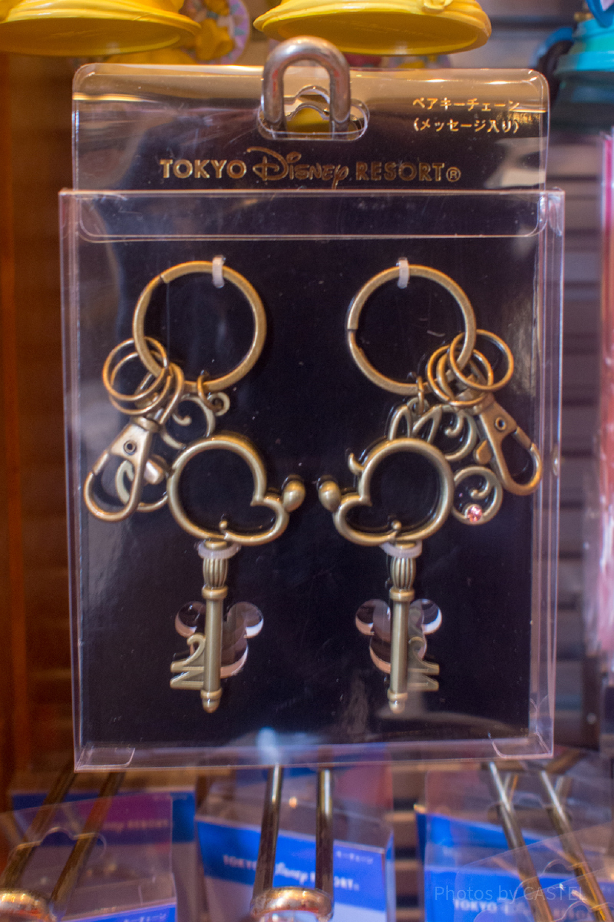 ミッキー＆ミニー鍵型キーホルダー（メッセージ入り）