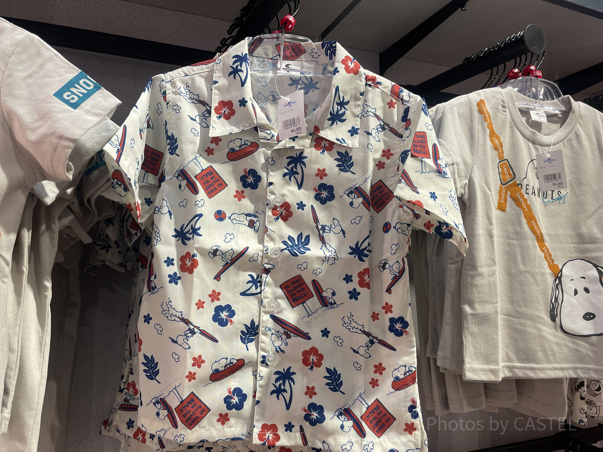 【新品未使用】USJ 2022 スヌーピー　アロハシャツ　145cm〜155cm スヌーピーアロハシャツ(白)| キャステル | CASTEL ディズニー情報