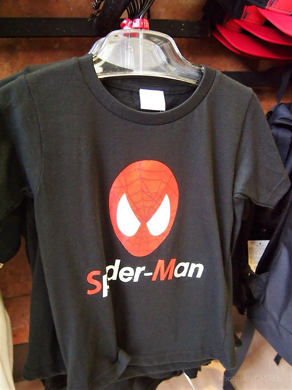 スパイダーマンシンプルロゴTシャツ黒（キッズ）
