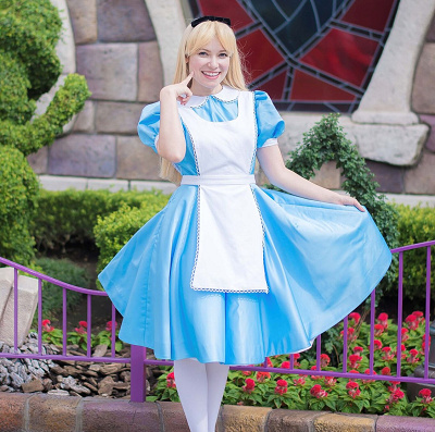 アリス風ウィッグ ヘアリボンつき金髪ロング仮装Dハロハロウィン