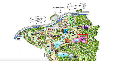 ジブリパークのマップ(赤枠で囲まれているのが魔女の谷エリア)