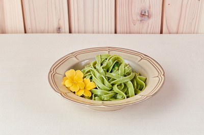 緑の帽子パスタ