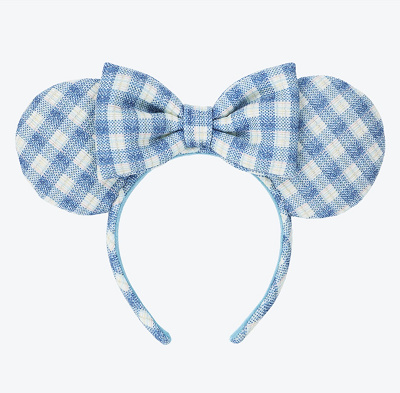 ミニーリボンギンガムチェックカチューシャ（青）