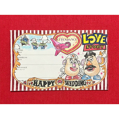 Mr&Mrsポテトヘッドの招待状アート