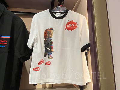 ユニバハロウィン2022グッズ：チャッキーのTシャツ（城）