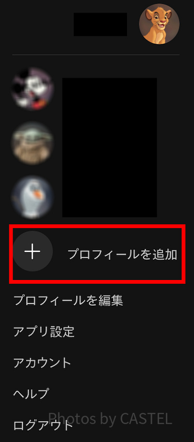 ディズニープラス：プロフィールを追加