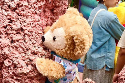 でこぼこしたマーメイドラグーンの岩でボルダリング