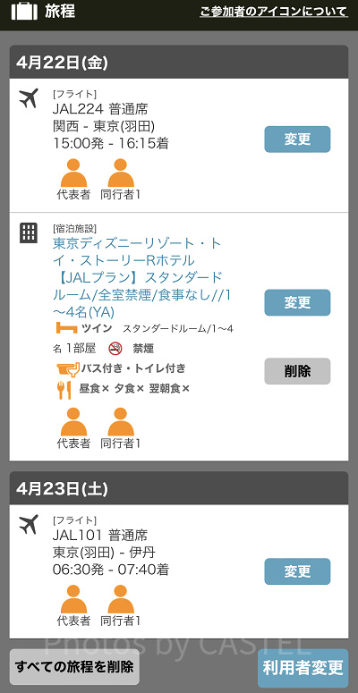 選択内容の確認（JAL）