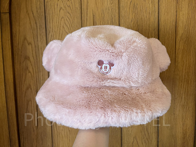 ミッキー耳付きふわふわバケットハット(ピンク)