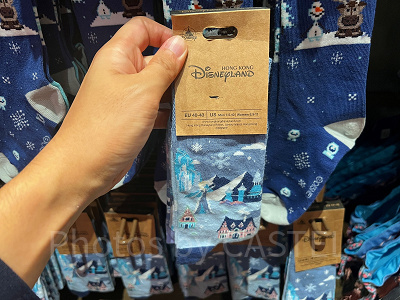 香港ディズニーアナ雪グッズ:アレンデールの風景柄ソックス