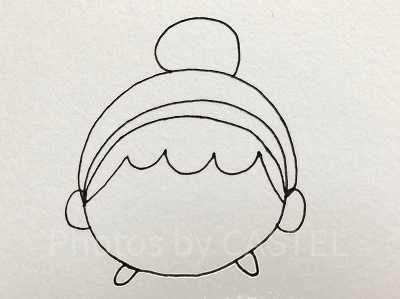 シンデレラ書き方⑥顔の斜め下に足を描く