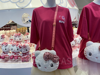 美品 USJ キティ スパンコール リボン ファンキャップ 帽子