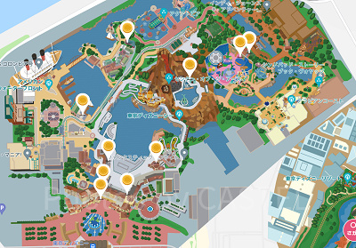 スーベニアメダルを作成できる場所マップ