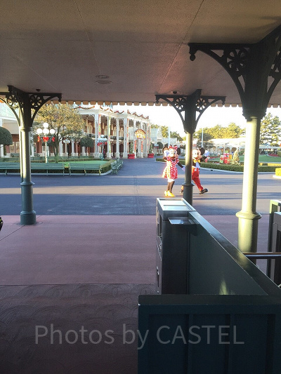 仲良く並んで歩いてくるミッキーとミニー