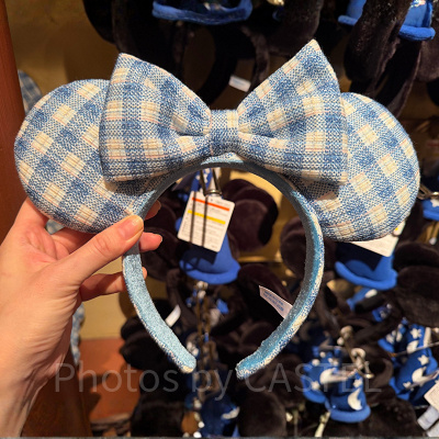ミニーリボンギンガムチェックカチューシャ（青）