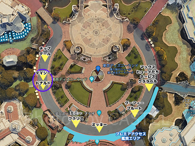 2023年のスプーキー”Boo!”パレードのフロート停止位置(1回目)