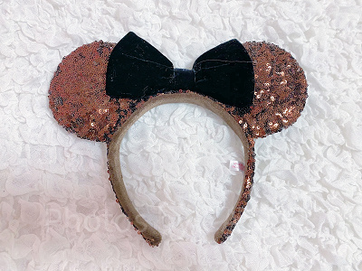 スパンコールカチューシャ　ブラウン