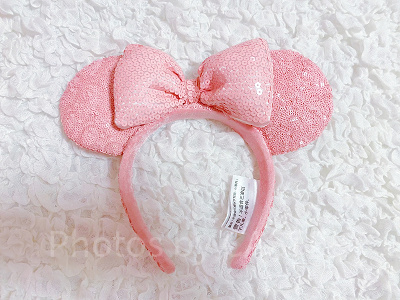 スパンコールカチューシャ　薄ピンク