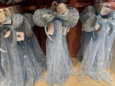 上海ディズニーカチューシャ:エルサのベール付きスパンコールカチューシャ