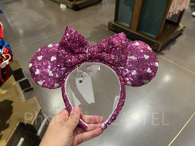 上海ディズニーカチューシャ:ハート柄ミニーカチューシャ(ピンク)