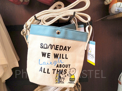 スヌーピーとチャーリーブラウンのキャンバス生地ショルダーバック