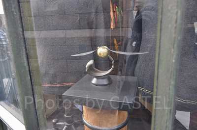 ハリー・ポッターエリアのショーウインドウには「ゴールデンスニッチ」の実物サイズも展示されている