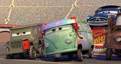 カーズ名言⑧:「Thank you, Mr. Tex, but…but these Rust-eze guys over there gave me my big break. I’m gonna stick with them.」