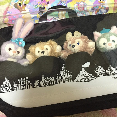 ディズニーリゾートで販売されている、<br />ぬいぐるみバッジが見えるバッグです。<br />サイズは小さめです。