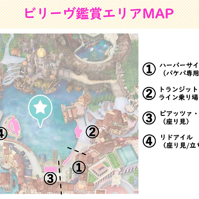 ビリーヴ！～シー・オブ・ドリームス～：バケパの鑑賞エリアマップ