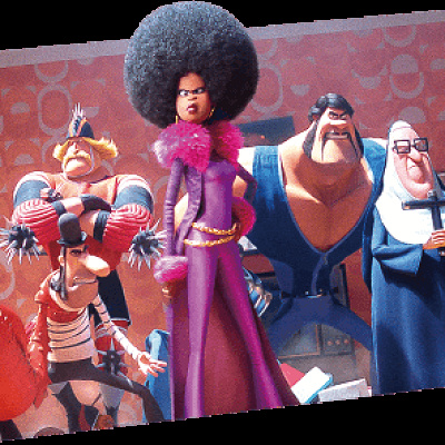 『ミニオンズ フィーバー』のベル・ボトム（写真真ん中：アフロの女性）