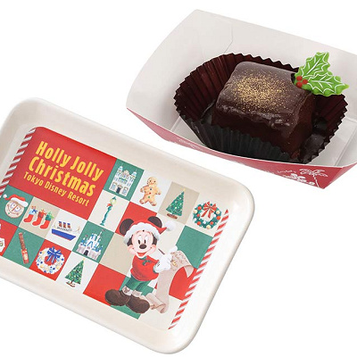 チョコレートケーキ（ナッツ入り）、スーベニアプレート付き