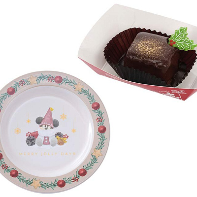 チョコレートケーキ（ナッツ入り）、スーベニアプレート付き