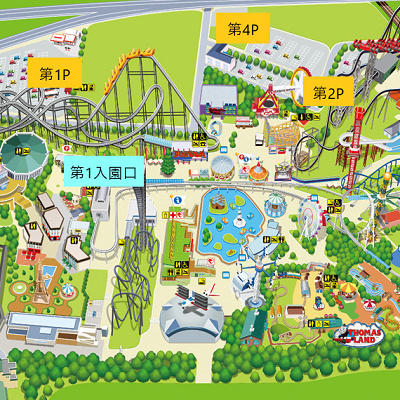 駐車場と入園ゲートはこちら