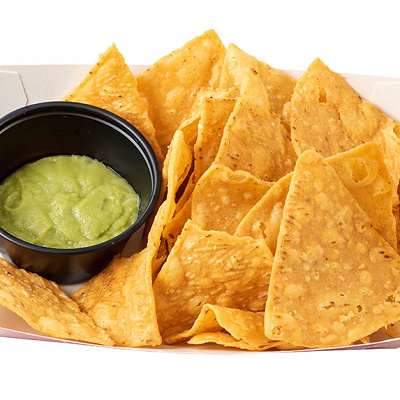 コーンチップス、アボカドディップ付き