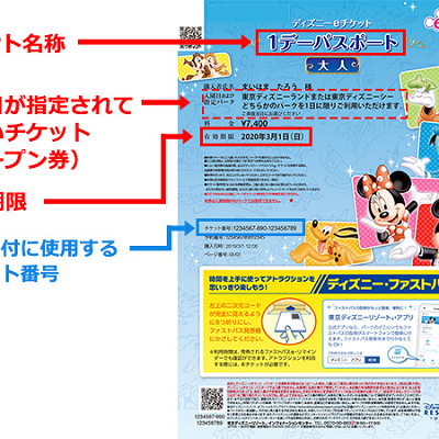 ディズニーeチケット（自宅でプリントアウト）のチケット番号