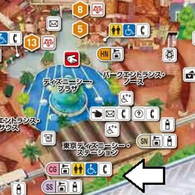 ディズニーシーのパーク外トイレマップ