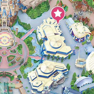 ディズニーランドチュロス：トゥモローランド・テラスの場所マップ